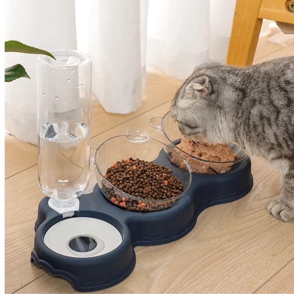 🌺HP🌈 Dog cat pet food water bowl 3 in 1 set feeder automatic water bottle Bear - Picture 8 of 10
